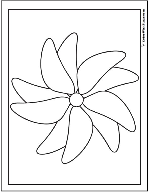 Coloring Pages Shapes Geometric Designs Pinwheel Wind Flower