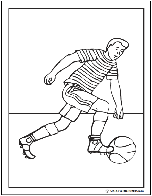 Dribbling Youth Soccer Coloring Pages